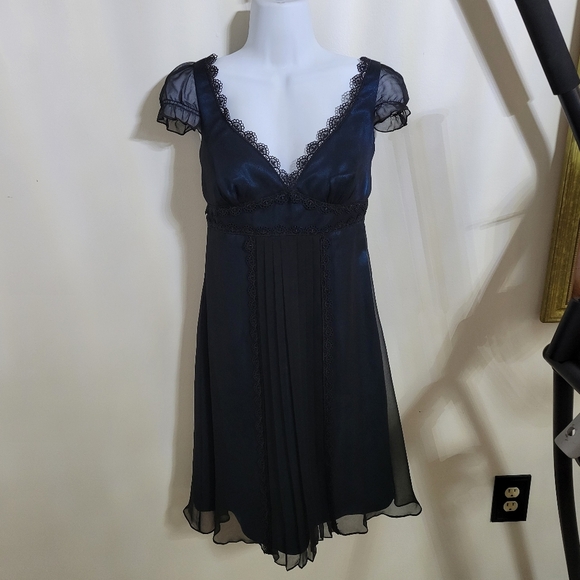 Laundry By Shelli Segal Black Teal Midi Dress, Size 4 - Picture 1 of 8